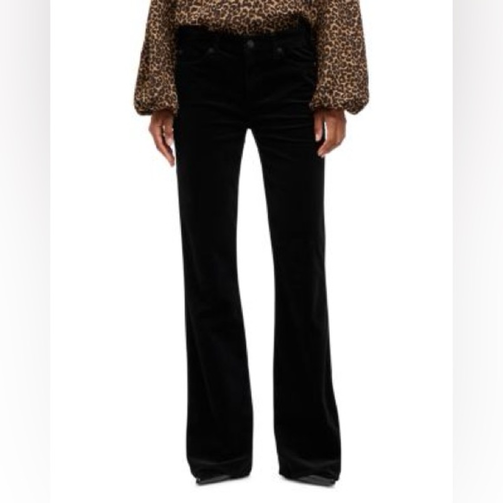 7 For All Mankind Size 28 Black Velvet Flare Pants